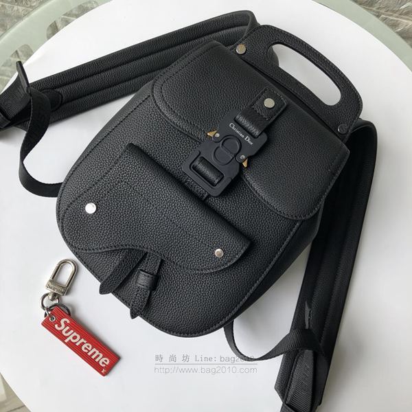 Dior包 迪奧雙肩包 2019秋冬款黑色粒面觸感小牛皮和黑色縫線雙肩包 Dior後背包  Dyd1249
